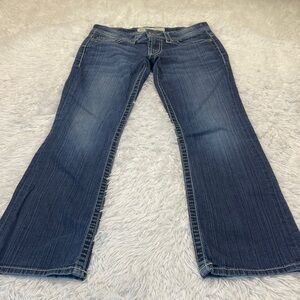 BKE PAYTON WOMENS SIZE 28R STRAIGHT Jeans in Classic Blue DENIM WHITE STITCHING